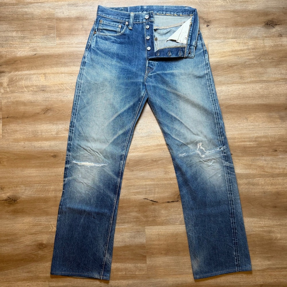 John Lennon Fab Four 5001XX Jeans Mens 30x31 Blue Selvedge Distressed Faded RARE